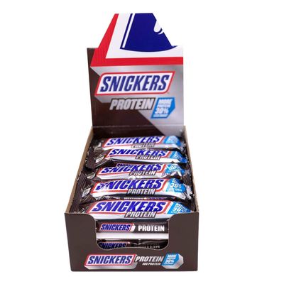 Snickers Chocolate Protein Bar 18 x 47gram - More Protein Less Sugar - High Protein Bar with a Caramel Layer and Peanuts Coated in Milk Chocolate