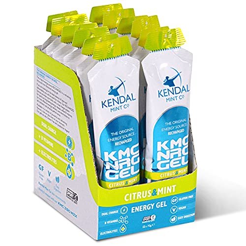 Kendal Mint Co: Energy Gel - Citrus & Mint Flavour (12 x 70g) | Instant & Long-Lasting, Caffeine Free, 27g Carb, Electrolytes, B Vitamins, for Running, Cycling, Vegan & GF