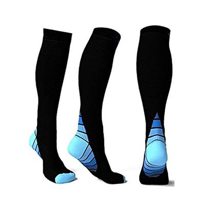 Endurance Compression Socks for Running and Hiking for Men & Women (20-30 mmHg) with Graduated Athletic Fit - Blue - L/XL