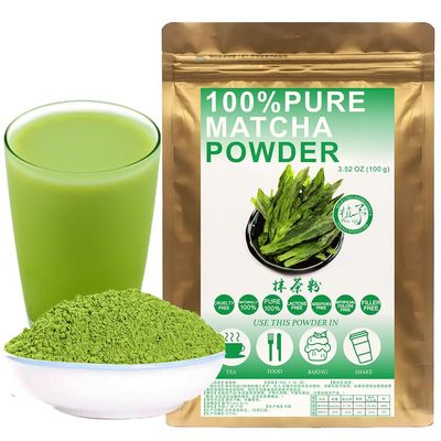 Plant Gift 100% Pure Matcha Powder Natural Meal Powder, Great Flavor for Drinks, Smoothie, Yogurt and Beverages, Non-GMO Powder - No Filler, No additives 100G/3.25oz