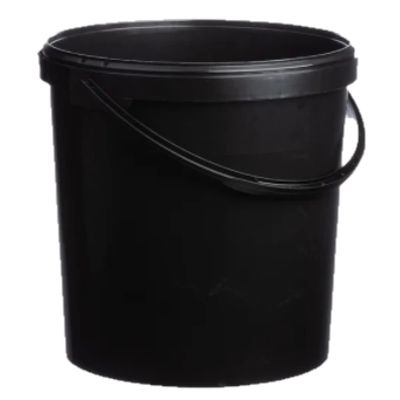 10 X 20 Litre Black Plastic Buckets with LIDS and Plastic Handle, Hard Wearing Bucket
