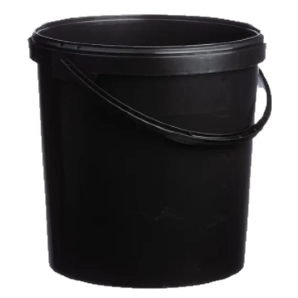 10 X 20 Litre Black Plastic Buckets with LIDS and Plastic Handle, Hard Wearing Bucket