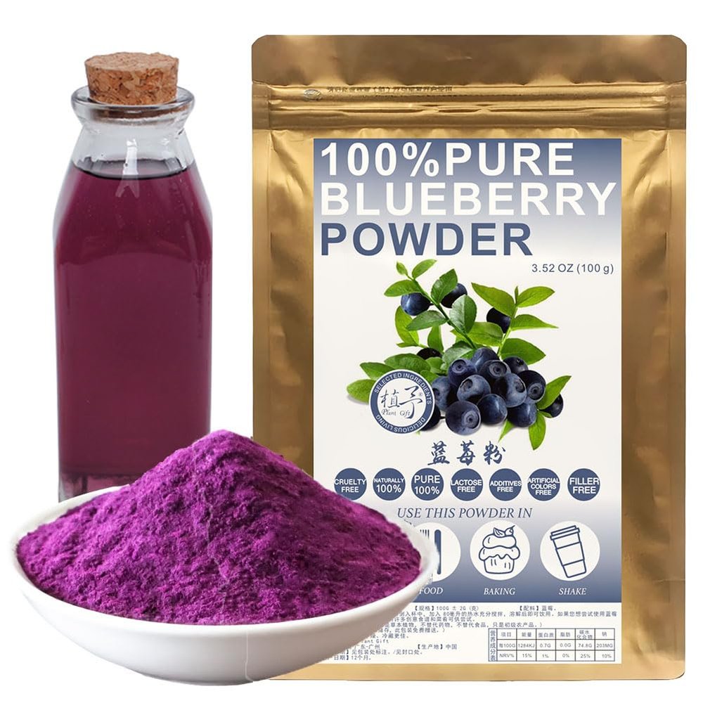 Plant Gift Blueberry Powder , 100% Frozen Blueberries Powder, Blue Berries Extract, Blueberry Pancake Mix Material, Meal Replacement Powder 100g/3.52oz