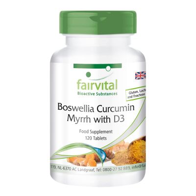 Fairvital | Boswellia Curcumin Myrrh with D3 - HIGH Dosage - 120 Tablets