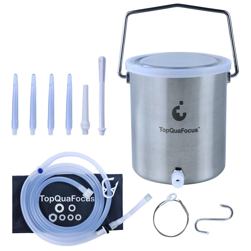 TopQuaFocus Enemas Kit for Colon Cleaning, Stainless Steel Enema Bucket Reusable Colon Cleansing 2Quart Capacity, BPA & Phthalates Free