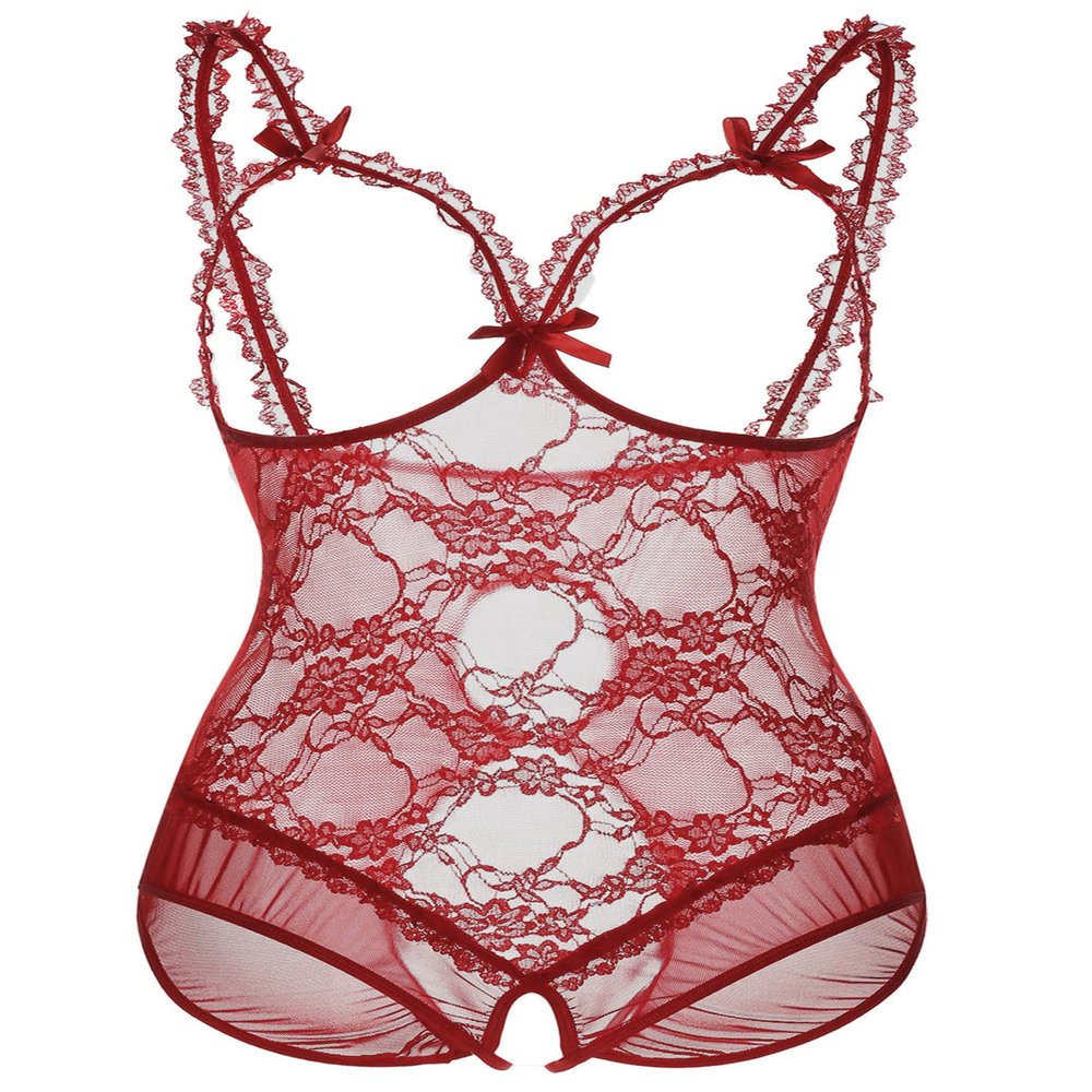 Plus Size Lingerie for Women Sexy Lingerie Bodysuit One-Piece Teddy Black, Wine Red, XXXXL