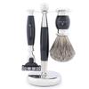 Jag Shaving Set - 3-Piece Shaving Set with Shaving Brush - 3 Razor Blades Safety Razor - Super Badger Hair Shaving Brush - Shaving Stand - Black Shaving Set as Gift Set view 1
