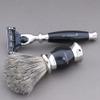 Jag Shaving Set - 3-Piece Shaving Set with Shaving Brush - 3 Razor Blades Safety Razor - Super Badger Hair Shaving Brush - Shaving Stand - Black Shaving Set as Gift Set view 4