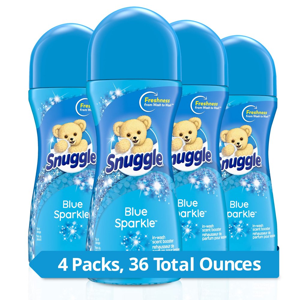 Snuggle Scent Shakes in-Wash Scent Booster Beads, Blue Sparkle, 9 Ounce (Pack of 4)