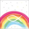 20 Napkins Fish on Colourful Rainbow as Table Decoration for Christening, Communion and Confirmation 33 x 33 cm view 1