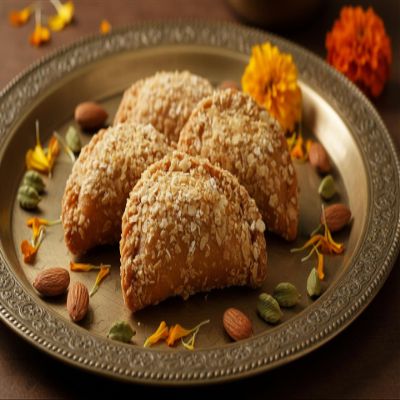 Ghasitaram Gifts Holi Sweets, Holi Gifts, Holi Hamper Roasted Oats Gujiya 800 GMS