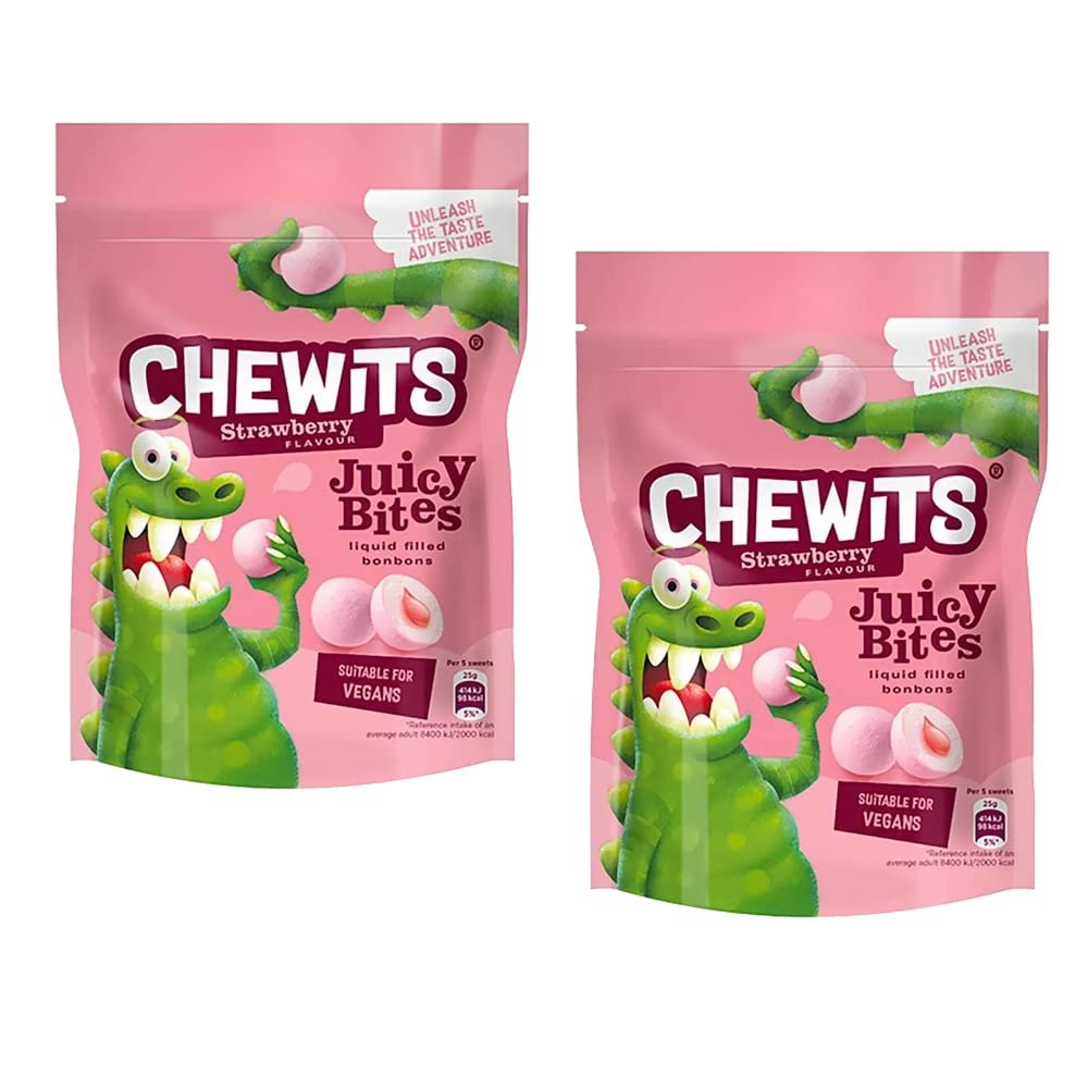 2 Packs of Chewits Strawberry Juicy Bites 115g - VSTAR