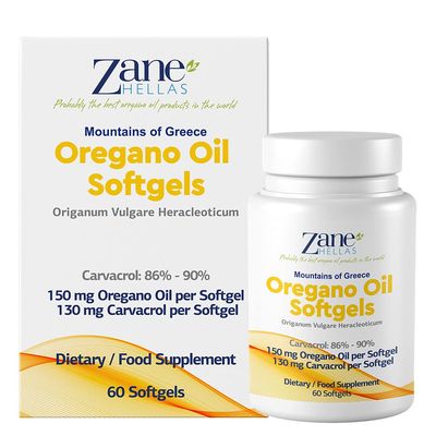130 mg Carvacrol - 150 mg Oregano Oil per Softgel. Softgel Contains 30% Greek Essential Oil of Oregano. 240Soft. Pack of 4.