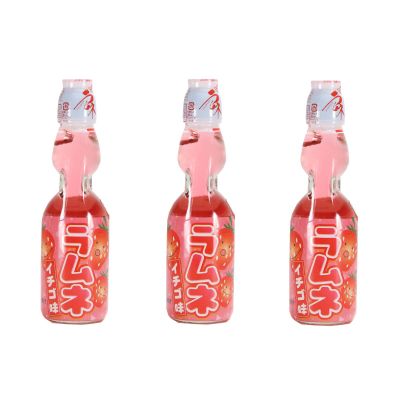 Hatakosen Ramune Strawberry, 200 ml (3 Bottles)