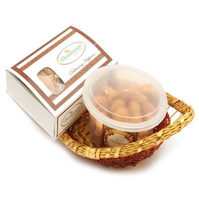 Holi Hampers:Boat Basket of Gujiya and Mini Gujiya Namkeen