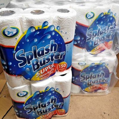 24 Kitchen Roll 3 Ply White Pure Soft Ultra Soak Thick Patterned Embossed Cleaning Tissue Paper