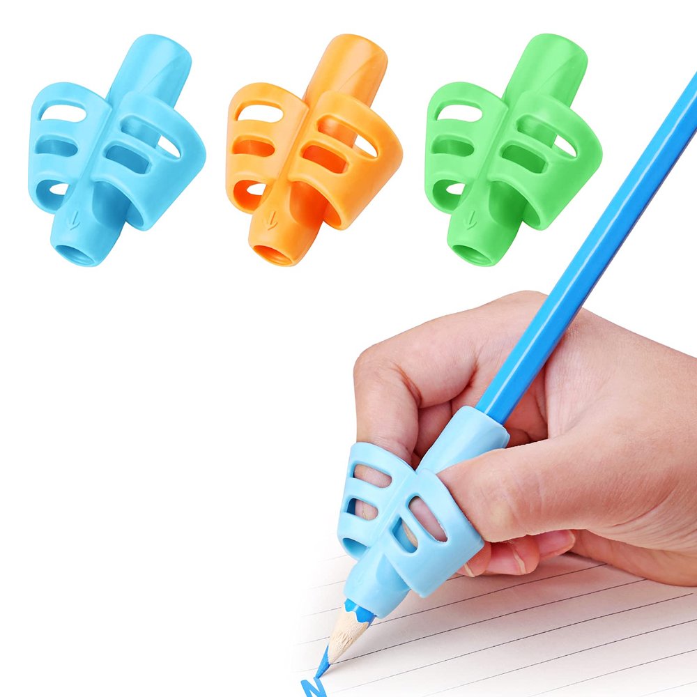 DMFLY Pencil Grip, Pencil Grips for Kids Handwriting, Children Pen Writing Aid Set for Preschoolers, Hollow Ventilation Design, 3 Pack