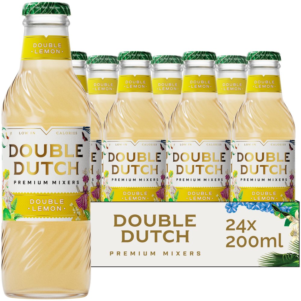 Double Dutch Double Lemon | Low Calorie Soft Drink | 100% Natural Ingredients | Gluten Free, Vegan Friendly Premium Mixer | 24 x 200ml Bottles