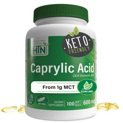 Caprylic Acid 600mg 100 softgels Non-GMO (100)