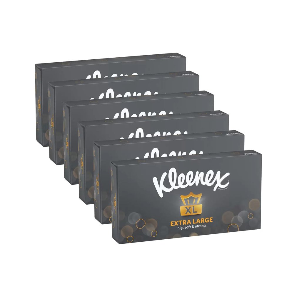 Kleenex Extra Large Facial Tissue for Men 2ply 90 Sheets, Pack of 6