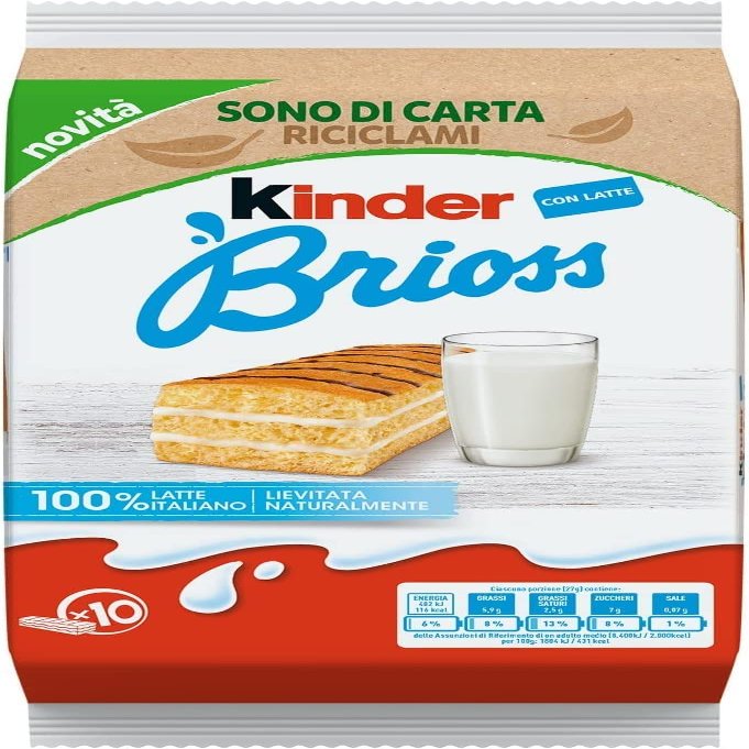 3X Kinder Brioss Italian Sponge Finger Rich Milk Filling 280g 10 Sweet Snacks
