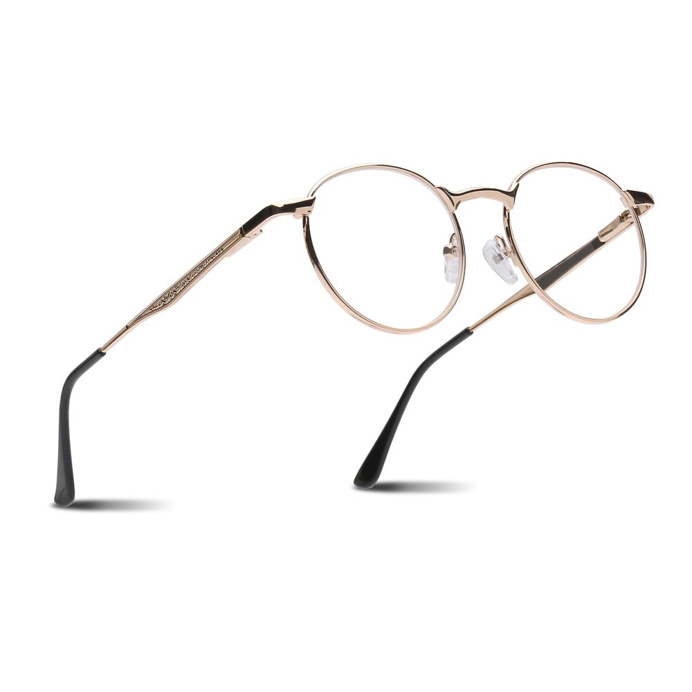 2SeeLife Round Metal Wire Rimmed Reading Glasses for Men & Women MediumWide Fit, Durable, Spring Hinges, Premium Readers, Gold, +1.00