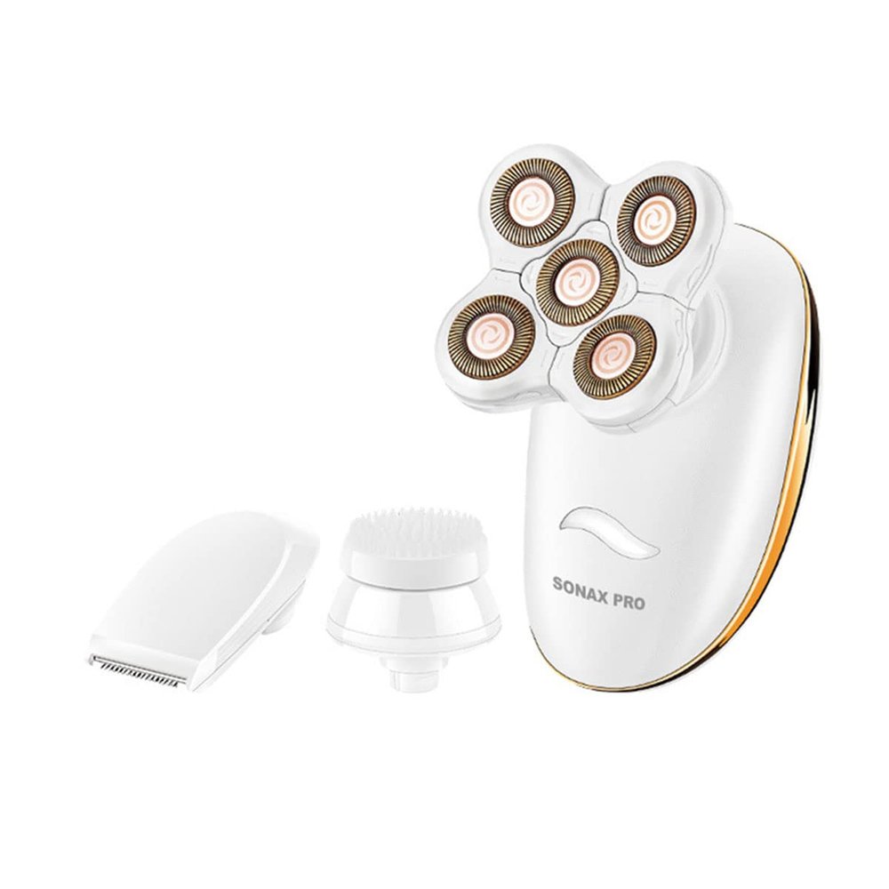 Women's Hair Remover Shaver, Mini Portable Flawless USB Charging Five Head Floating Epilator Razor for Body Armpit, Face, Lips, Bikini with 5 Floating Head Fast USB Recharge Shavers (Gold)