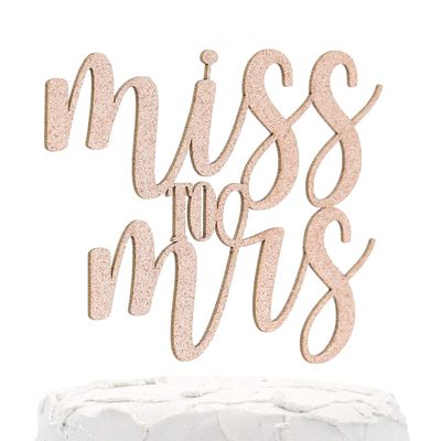 NANASUKO Bachelorette Party Cake Topper - Miss to Mrs - Double Sided Rose Gold Glitter - Premium quality Made in USA - Rose Gold Glitter