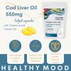 Cod Liver 550mg with Vitamin A and D3 Fish Body Oil Omega 3 x60 Capsules Pills Health Supplements Quality Nutrition Healthy Mood Quality view 4