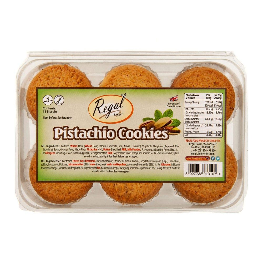 Regal Bakery Pista Egg Free Cookies| Vegan Protein Cookies - Healthy American Snack - Butter Cookies - Coffee Biscuits | On Go Snack- Box of Biscuits