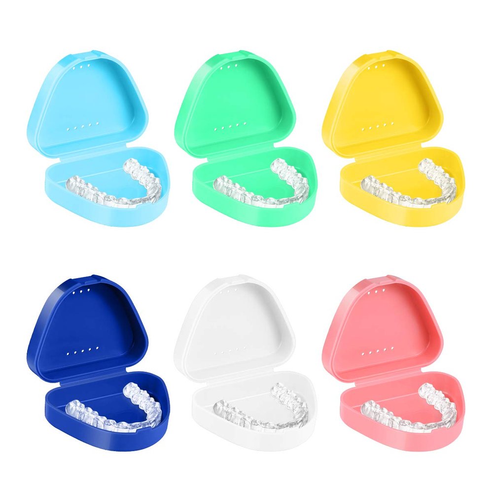 Healifty 6pcs Retainer Case, Slim Retainer Box with Vent Holes, Colour Denture Box, Mouth Guard Case with Tight Snap Lock - Denture Baths False Teeth Container for Household, Travel, Office