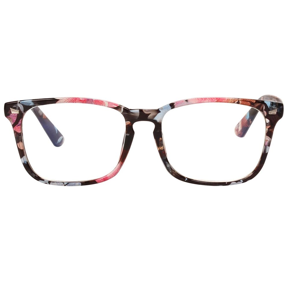 Ashilun Anti Blue Light Glasses Computer Glasses Blue Light Blocking Glasses Gaming Eyeglasses Reduce Eye Strain for Women Men (Blue Flowers)