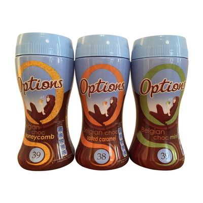Options Hot Chocolate Variety Bundle Set! Belgian Choc Honeycomb, Salted Caramel And Mint Flavours! Hot Chocolate Lovers Delight!