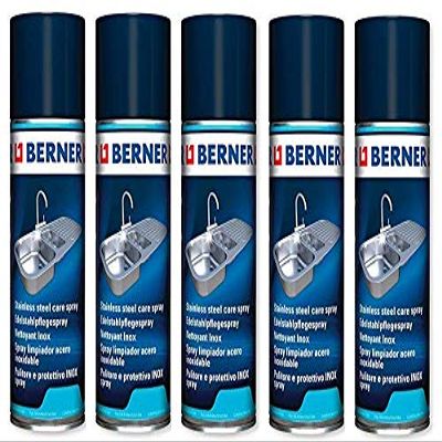 Berner 5 x Stainless Steel Care Spray Inox (5 x 400 ml) 5 x Special Cleaners for All Made of Stainless Steel