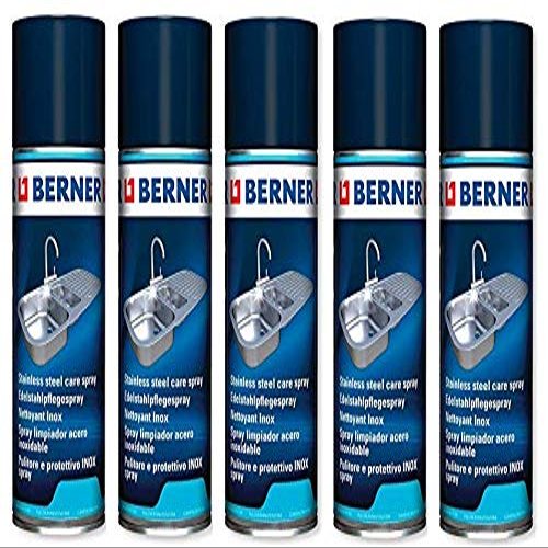 Berner 5 x Stainless Steel Care Spray Inox (5 x 400 ml) 5 x Special Cleaners for All Made of Stainless Steel