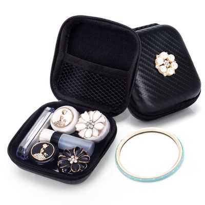 Contact Lens Box Crown Cute Contact Lens Travel Case Contact Lens Case Container Holder Storage Box Portable Contact Lens Travel Kits Cute Mini (Black)