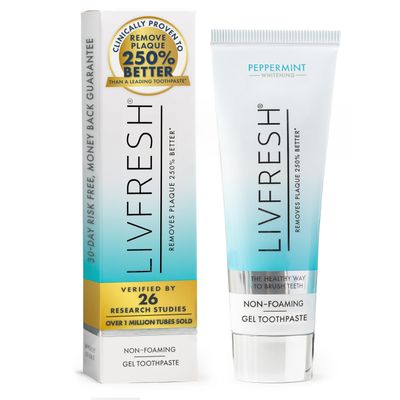 LIVFRESH Toothpaste Gel, Clinically Proven to Remove Plaque 250% Better, Improves Gum Health 190% Better, Prevents & Reduces Tartar, Peppermint
