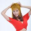 (1 pc) Gold - Women Belly Dance Cap Beaded Headpiece Sparkling Hat Dance Costume Accessories,46 cm / 18.11 inch(Stretchy) view 2