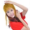 (1 pc) Gold - Women Belly Dance Cap Beaded Headpiece Sparkling Hat Dance Costume Accessories,46 cm / 18.11 inch(Stretchy) view 4