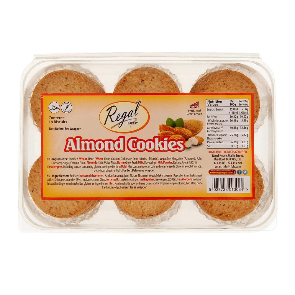 Regal Bakery Almond Egg Free Cookies| Vegan Protein Cookies - Healthy American Snack - Butter Cookies - Coffee Biscuits | On Go Snack