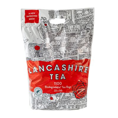 Lancashire Tea Bags Bulk 1100 for Catering, Sharing, Office Tea Breaks | New & Improved Blend | Delicious Black Tea | 100% Rainforest Alliance Certified | Biodegradable Tea Bags 1100