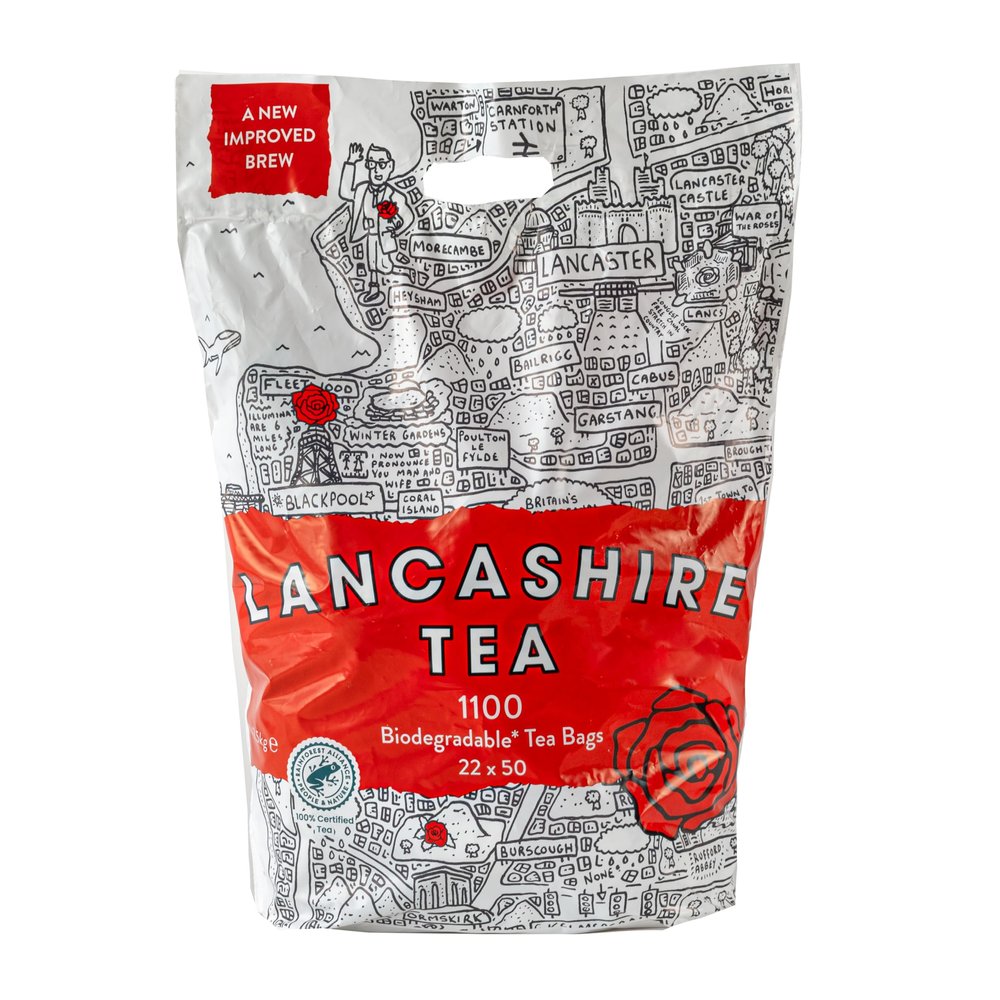 Lancashire Tea Bags Bulk 1100 for Catering, Sharing, Office Tea Breaks | New & Improved Blend | Delicious Black Tea | 100% Rainforest Alliance Certified | Biodegradable Tea Bags 1100