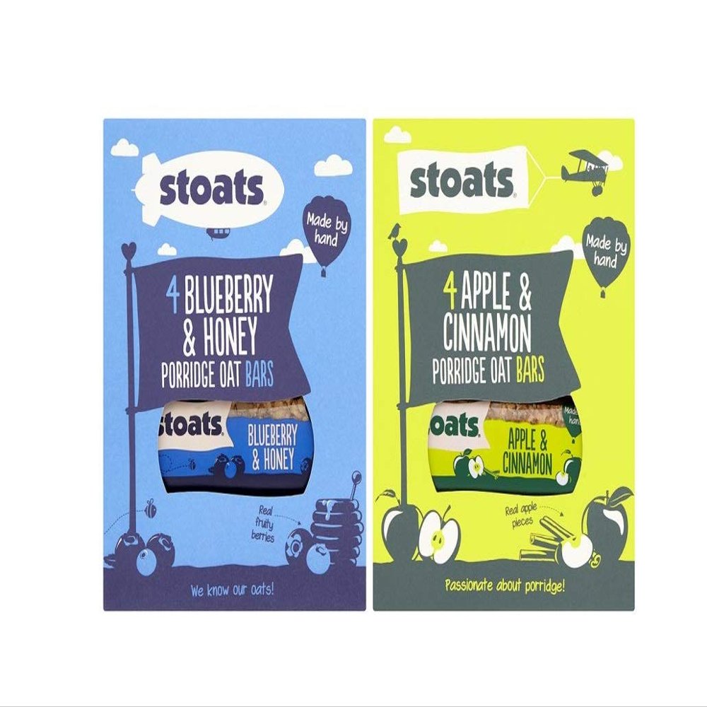 Stoats Blueberry Honey/Apple and Cinnamon Porridge Bar Multipacks (Pack of 2)