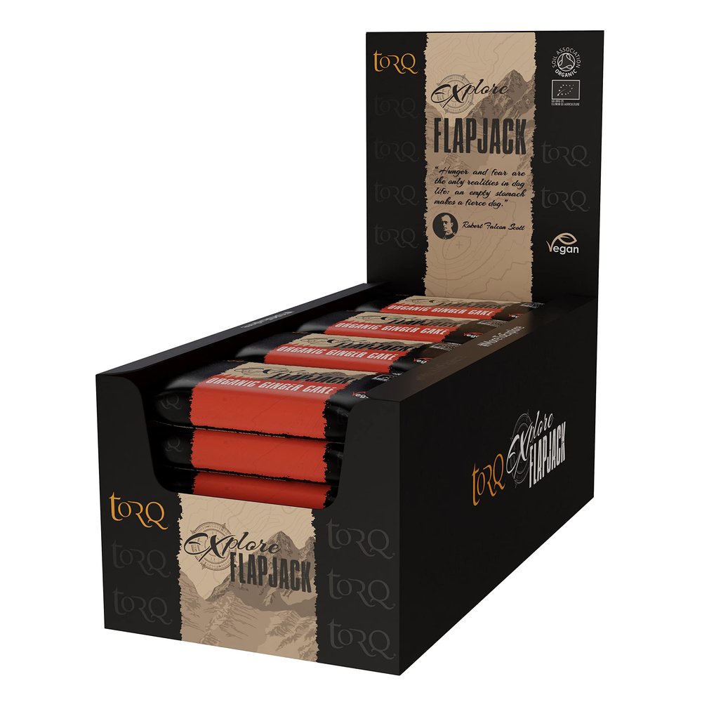 Torq Explore Flapjack Ginger Cake Plant Based - Vegan Nutrition Snacks for Running, Cycling, Sports & Expeditions - Endurance Flapjacks Energy Bars - Box of 20