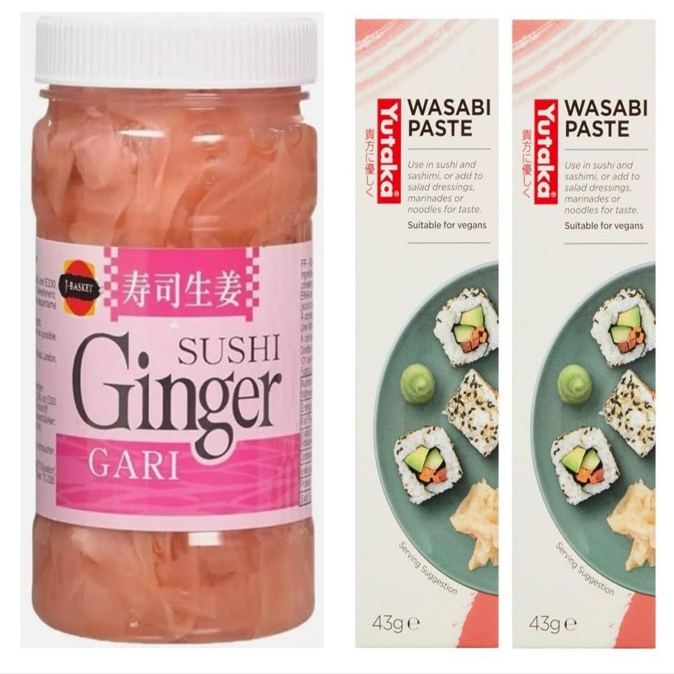 Pickled Pink Sushi Ginger (340g) and Wasabi Paste Tubes (2x43g)