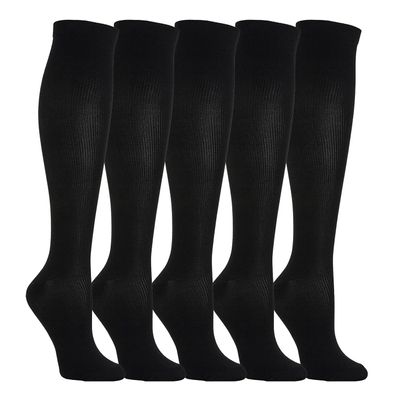 5 Pairs Compression Socks for Men & Women Best Graduated Athletic Fit for Running Flight Travel Pregnancy Flying Nurses Medical Shin Splints -Varicose Veins (M, Black)