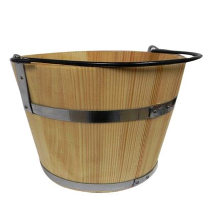 Big Wooden Bucket with metal ring and handle 10l - old style very solid - sauna bucket