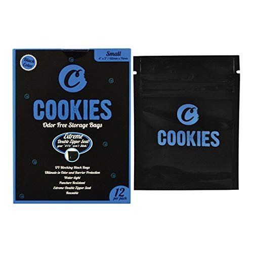 12x Small Cookies Black Smell Proof Food Bags Baggies Odor Free Smelly Zip Resealable