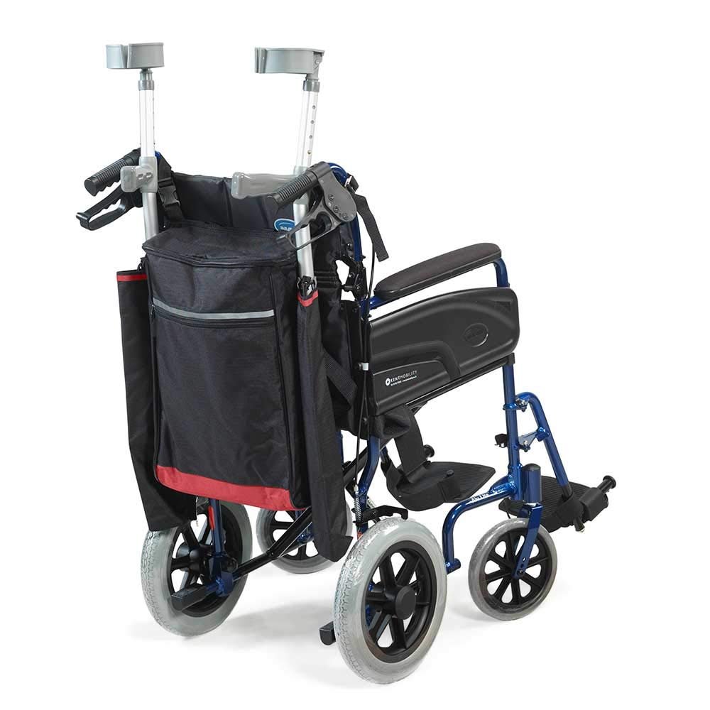 NRS Healthcare Wheelyscooter Reflective Wheelchair Scooter Walking Stick/Crutch Bag, Black and Burgundy
