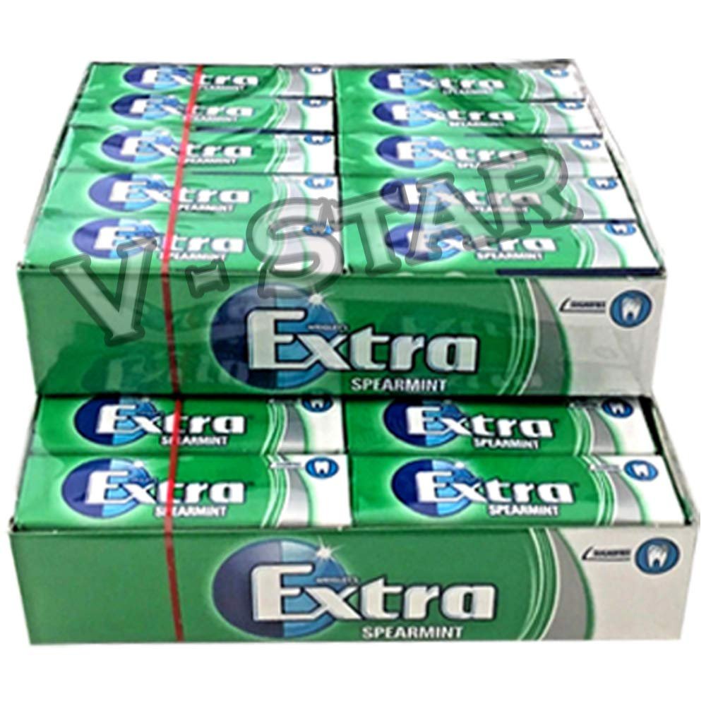 2 Full Packs of WRIGLEY'S Extra Chewing Gum (60 Single Packs) (Spearmint)
